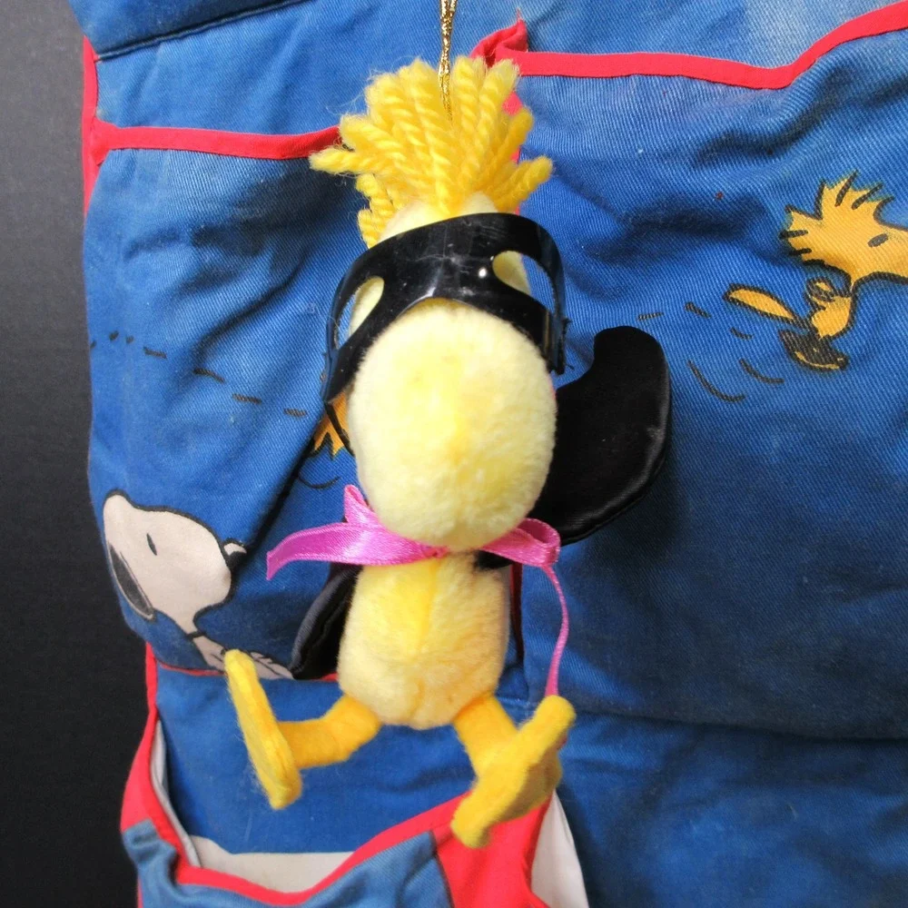 Vintage Peanuts Snoopy Woodstock Hanging Shoe Bag Organizer Storage Blue Red